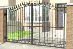 Curved Double Gates, with Railheads, Circle Headers/Footers and Mid Decoration (DG011)