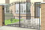 Curved Double Gates, with Railheads, Circle Headers/Footers, Mid Decoration and Centre Scroll (DG012)