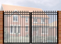 Double Gate with Flat Top, Circle Header & Railheads