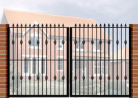 Double Gate with Flat Top, Railheads & Baskets