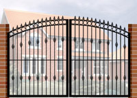 Double Gate with Curve Top, Circle Header, Railheads & Baskets