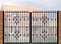 Double Gate with Flat Top, Railheads, Baskets & Panel