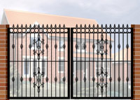 Double Gate with Flat Top, Circle Header, Railheads, Baskets & Panel