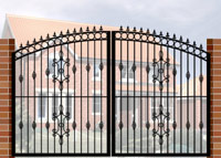 Double Gate with Curve Top, Circle Header, Railheads, Baskets & Panel