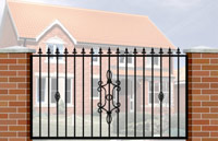 Floor Railing with Flat Top, Railheads, Baskets & Panel