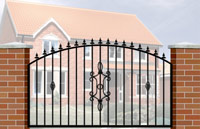 Floor Railing with Curve Top, Railheads, Baskets & Panel