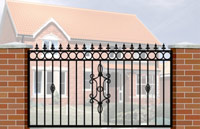 Floor Railing with Flat Top, Circle Header, Railheads, Baskets & Panel