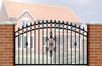 Floor Railing with Curve Top, Circle Header, Railheads, Baskets & Panel