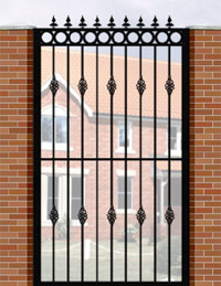 Side Gate with Flat Top, Circle Header, Railheads & Baskets