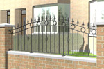 Wall Top Curved Railings with Railheads, Circle Header and Mid Decoration (WR011)