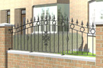 Wall Top Curved Railings with Railheads, Circle Header, Mid Decoration and Centre Scroll (WR012)