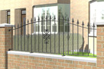 Wall Top Curved Railings with Railheads, Mid Decoation and Centre Scroll (WR009)